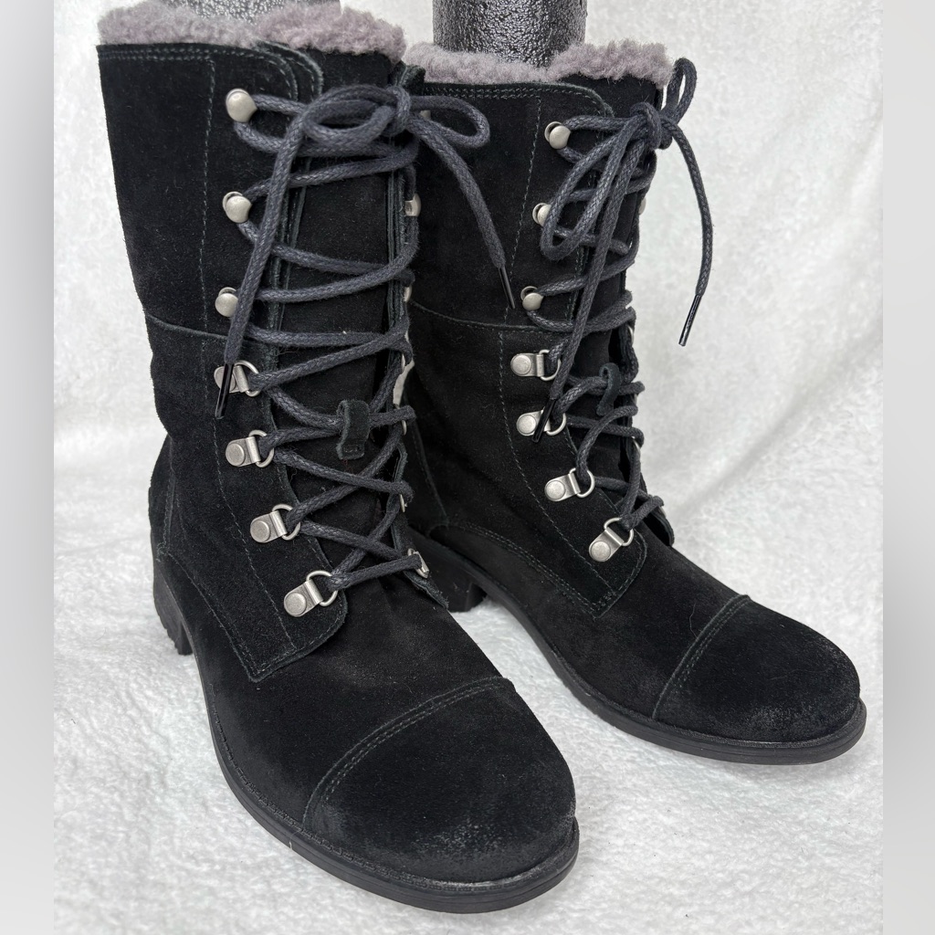 Ugg Gradin Suede Leather Lace Up Fold-Down Combat Boot